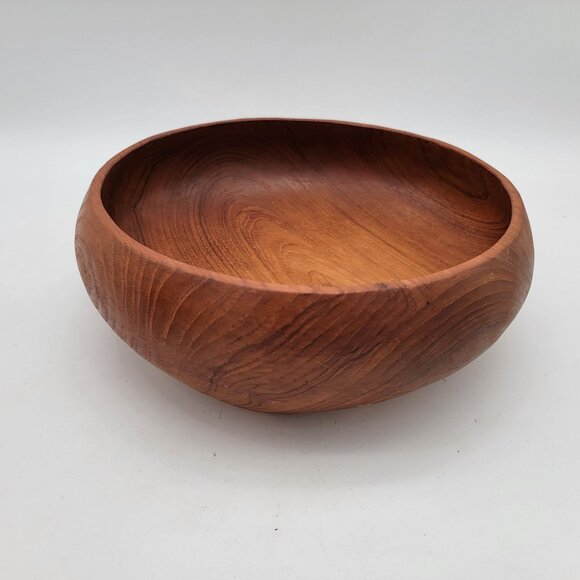 Vintage Teak Wood 7 Piece Salad Bowl Set - Picture 2 of 11